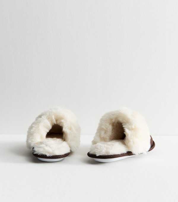 New Look Brown Teddy Bear Applique Mule Slippers