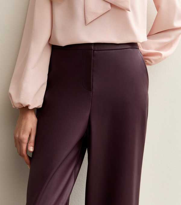 New Look Burgundy Leather Look Culotte