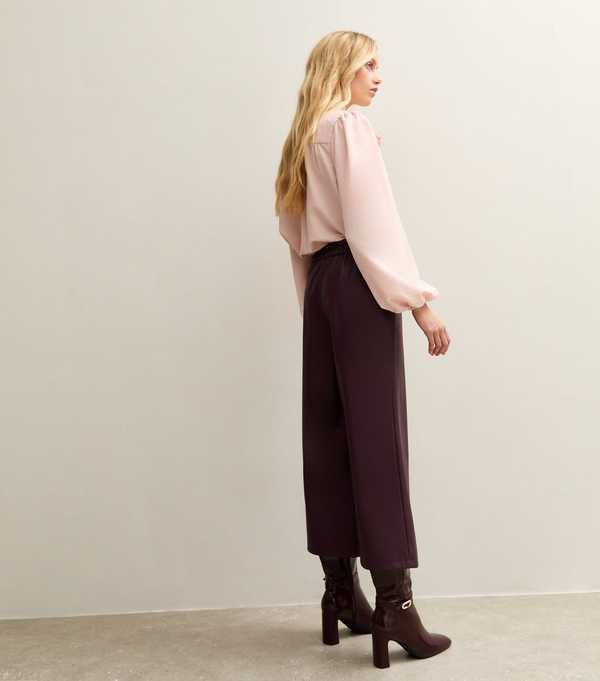 New Look Burgundy Leather Look Culotte