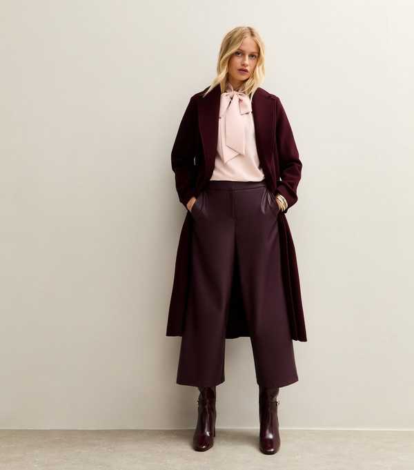 New Look Burgundy Leather Look Culotte
