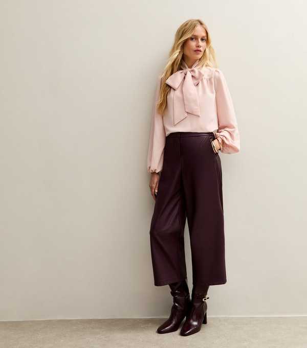 new look Burgundy Leather Look Culotte