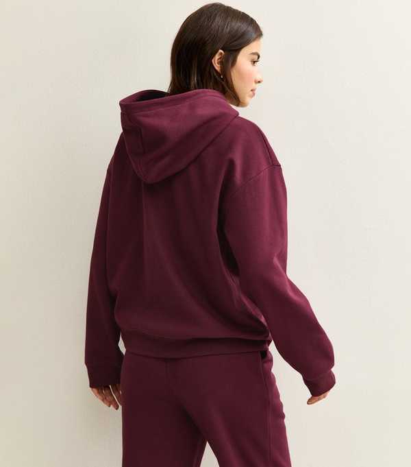 New Look Burgundy Relaxed Drop Shoulder Hoodie