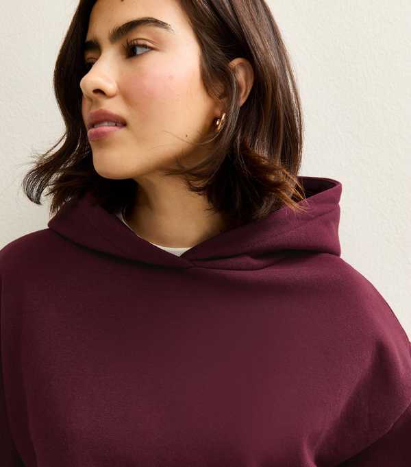 new look Burgundy Relaxed Drop Shoulder Hoodie