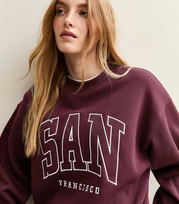 New Look Burgundy San Francisco Logo Sweatshirt