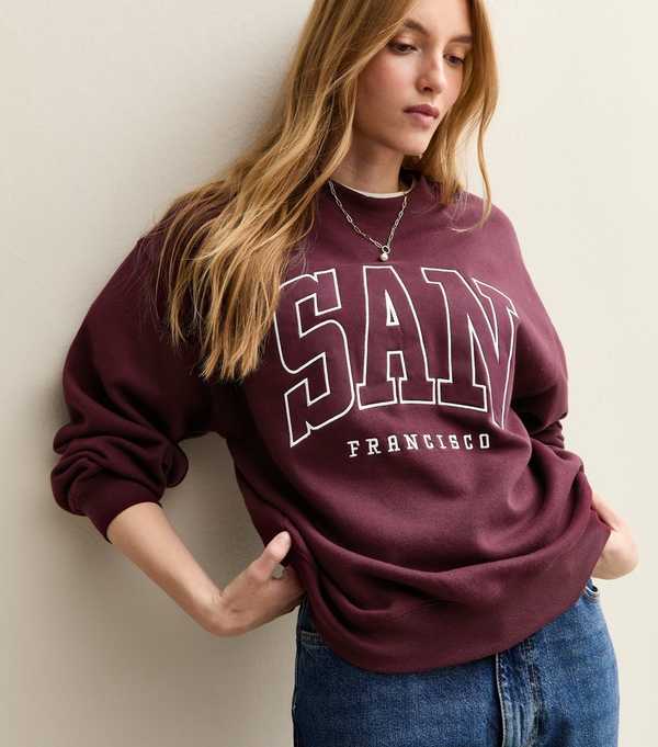 New Look Burgundy San Francisco Logo Sweatshirt