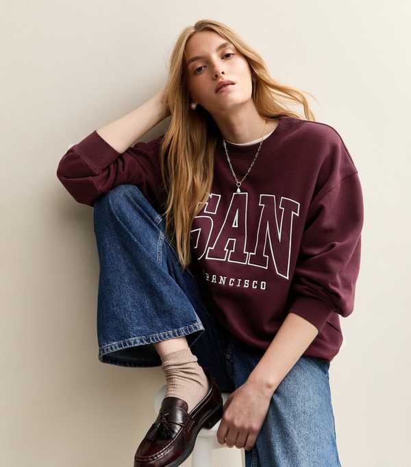 new look Burgundy San Francisco Logo Sweatshirt