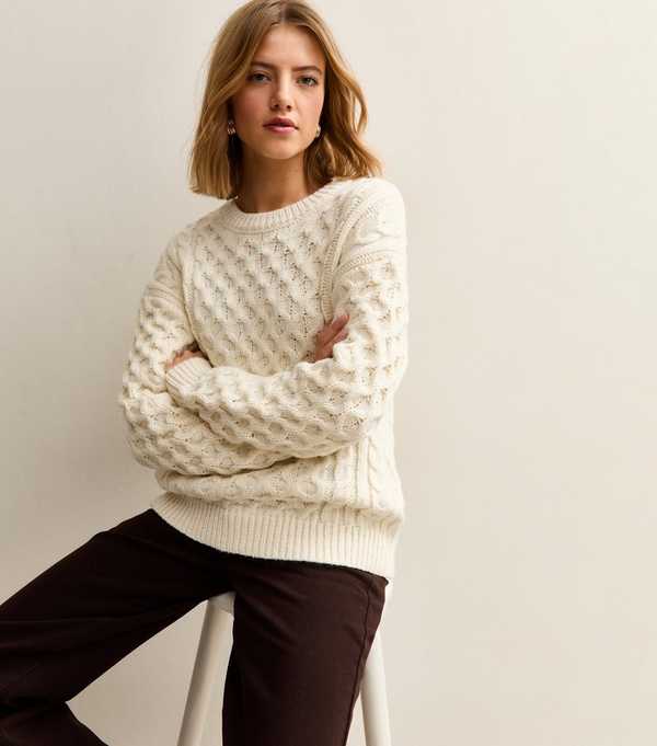 new look Cream Chunky Cable Knit Jumper