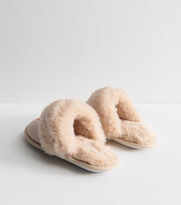 New Look Cream Cockapoo Print Mule Slippers