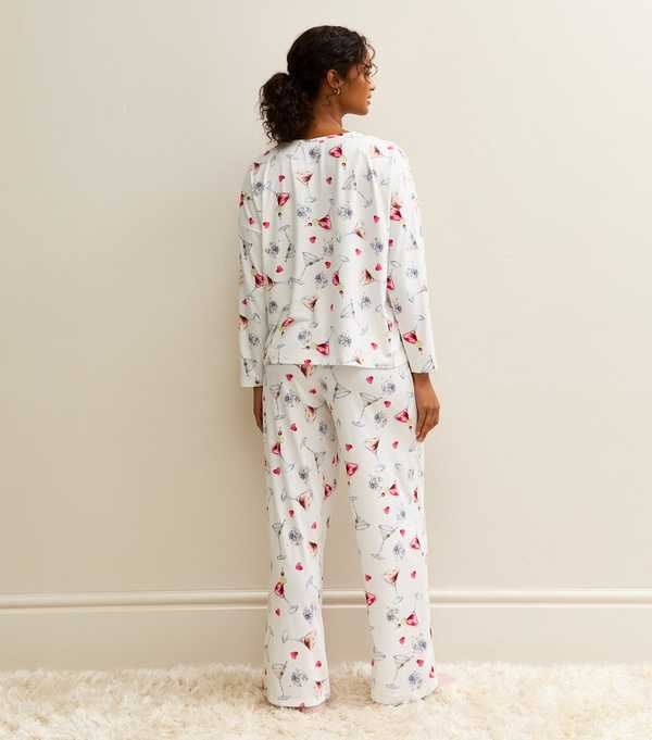 New Look Cream Cocktail Print Pyjama Set