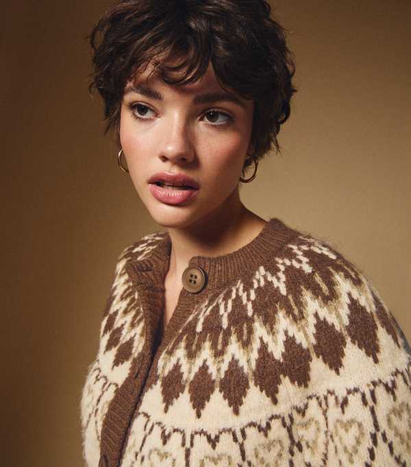 New Look Cream Fairisle Knit Cardigan