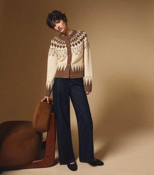 New Look Cream Fairisle Knit Cardigan