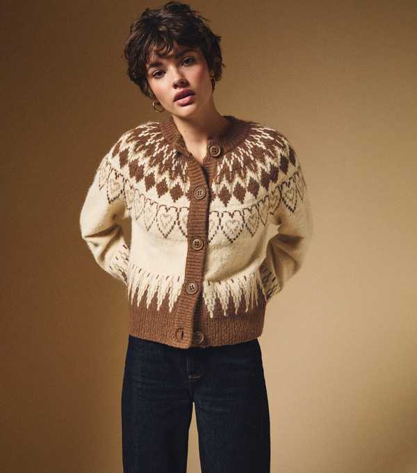 New Look Cream Fairisle Knit Cardigan