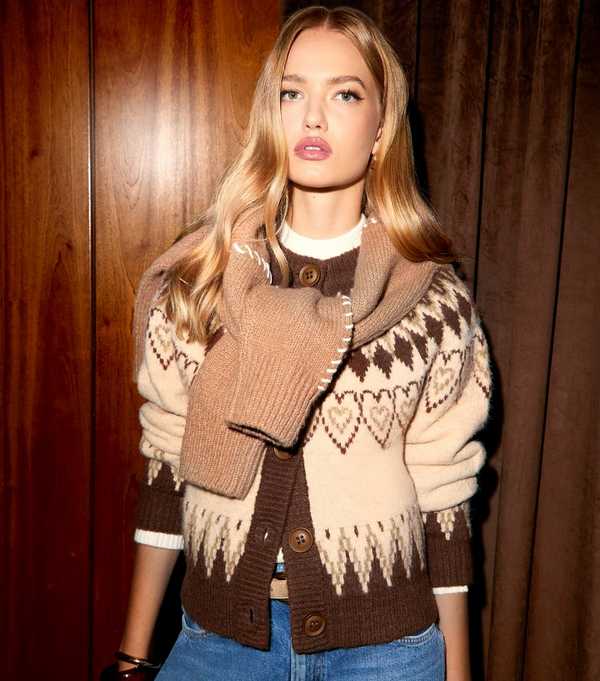 new look Cream Fairisle Knit Cardigan