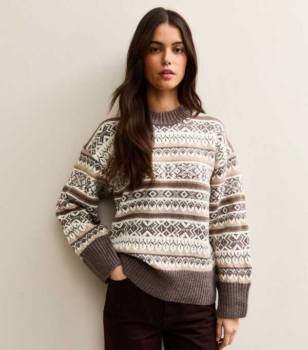 New Look Cream Fairisle Wide Sleeve Jumper