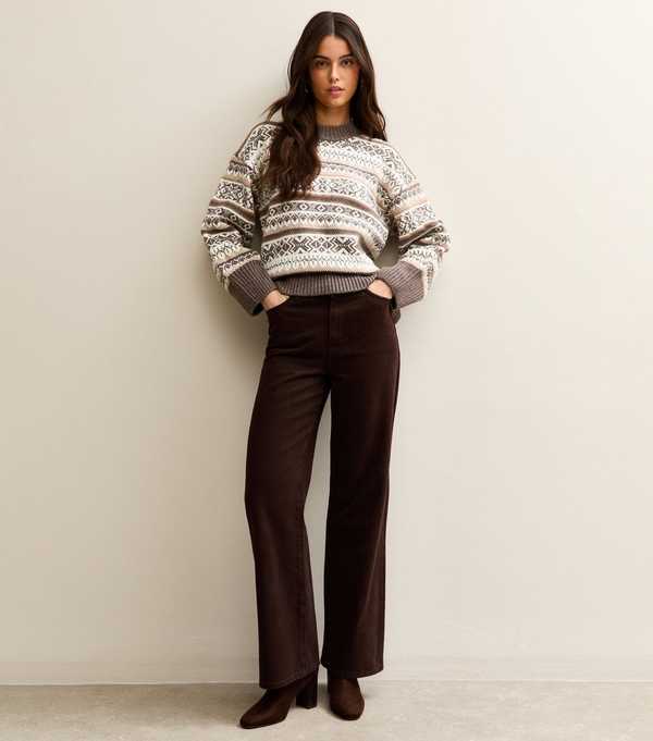 New Look Cream Fairisle Wide Sleeve Jumper