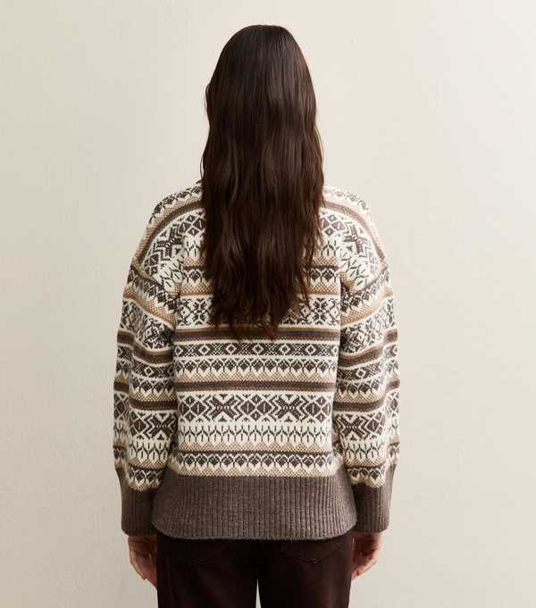 New Look Cream Fairisle Wide Sleeve Jumper