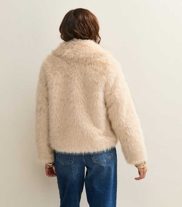 New Look Cream Faux Fur Coat