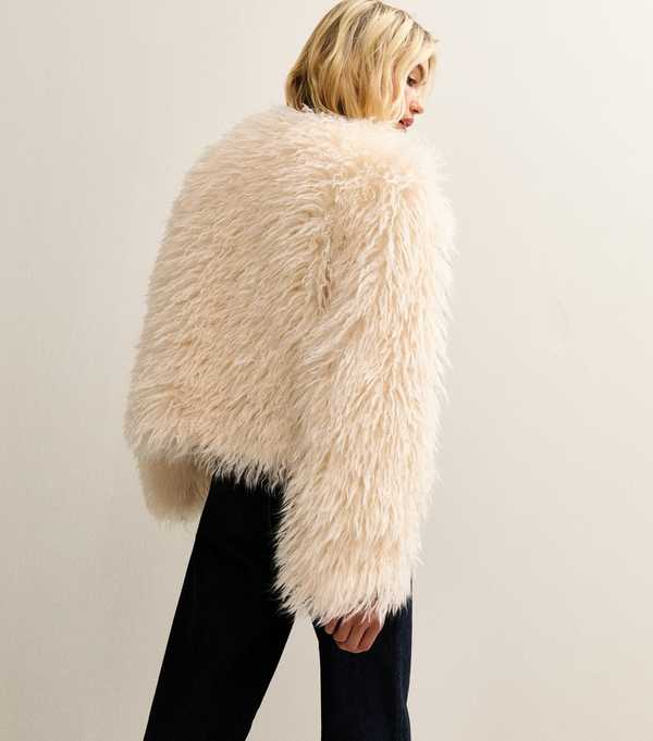 New Look Cream Faux Fur Coat