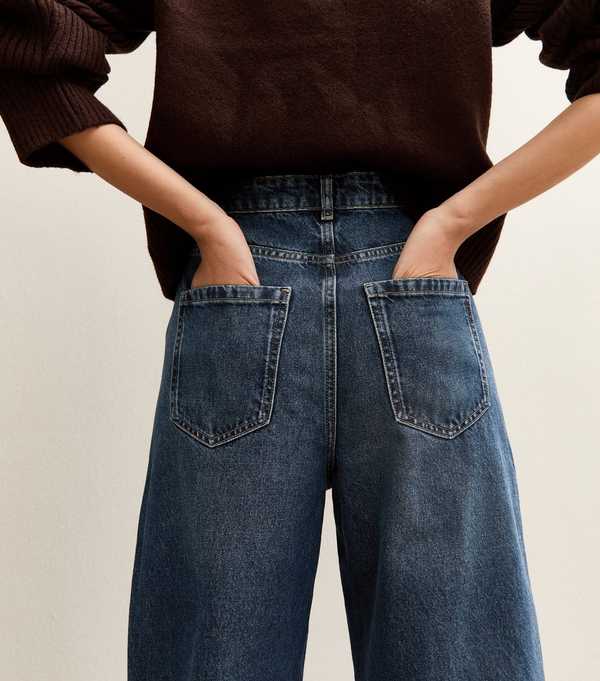 New Look Dark Blue Barrel Leg Jeans