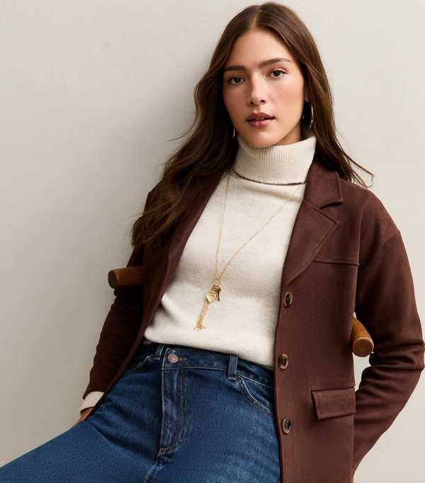 New Look Dark Blue Crossover Fly Wide Leg Jeans