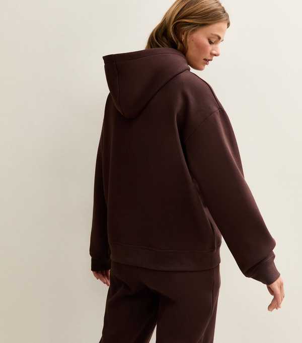 New Look Dark Brown Relaxed Drop Shoulder Hoodie