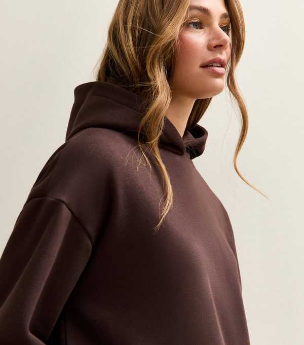 new look Dark Brown Relaxed Drop Shoulder Hoodie