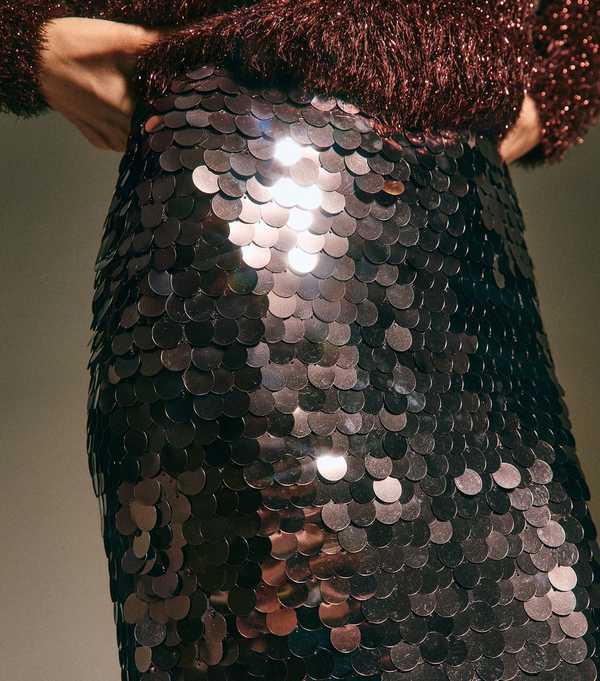 New Look Dark Brown Sequin Midi Skirt