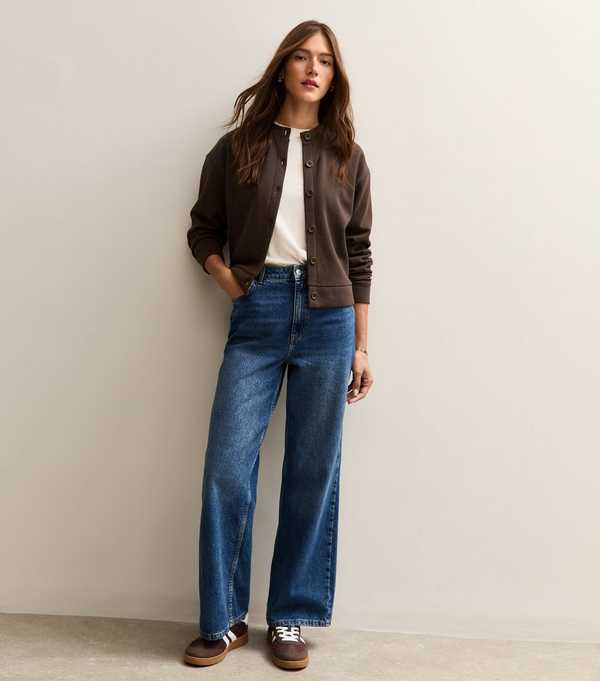 New Look Dark Brown Sweatshirt Cardigan