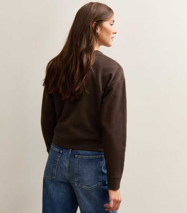 New Look Dark Brown Sweatshirt Cardigan