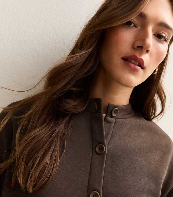 new look Dark Brown Sweatshirt Cardigan