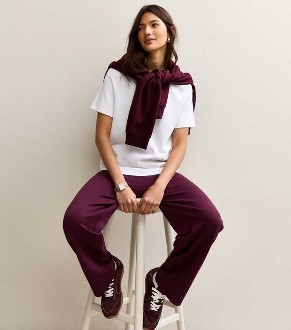 New Look Dark Burgundy Premium Barrel Leg Joggers