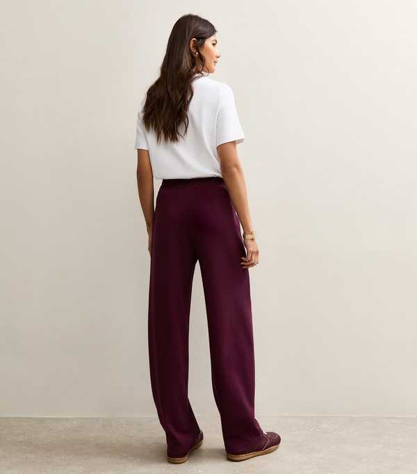 New Look Dark Burgundy Premium Barrel Leg Joggers
