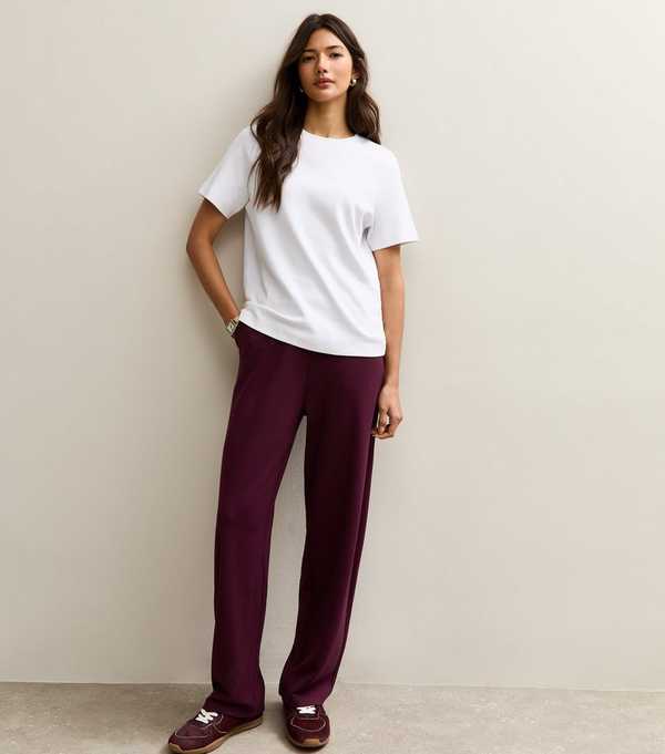 new look Dark Burgundy Premium Barrel Leg Joggers