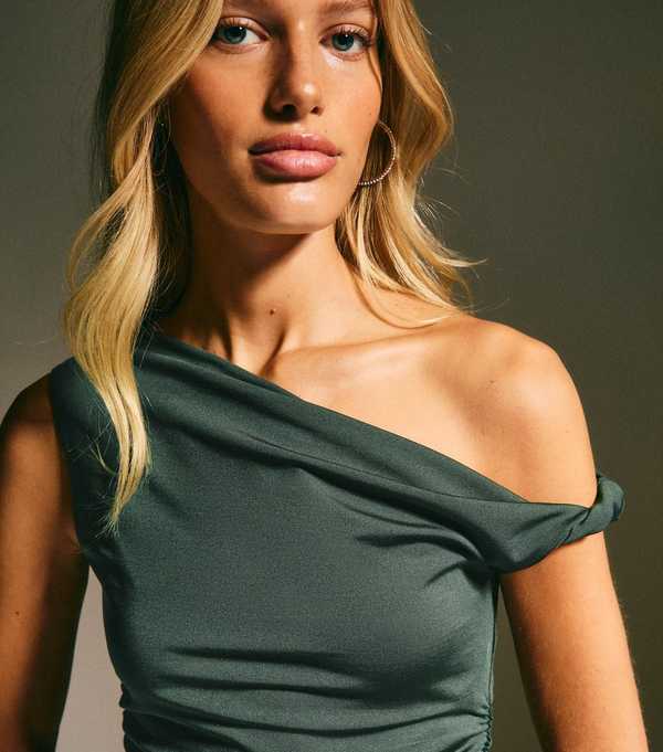 New Look Dark Green Off The Shoulder Top