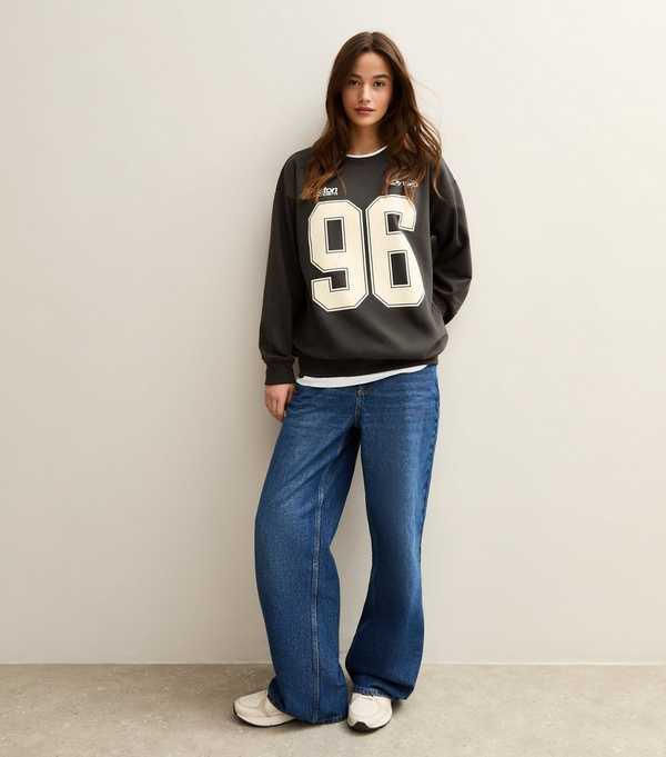 New Look Dark Grey '96' Print Sweatshirt