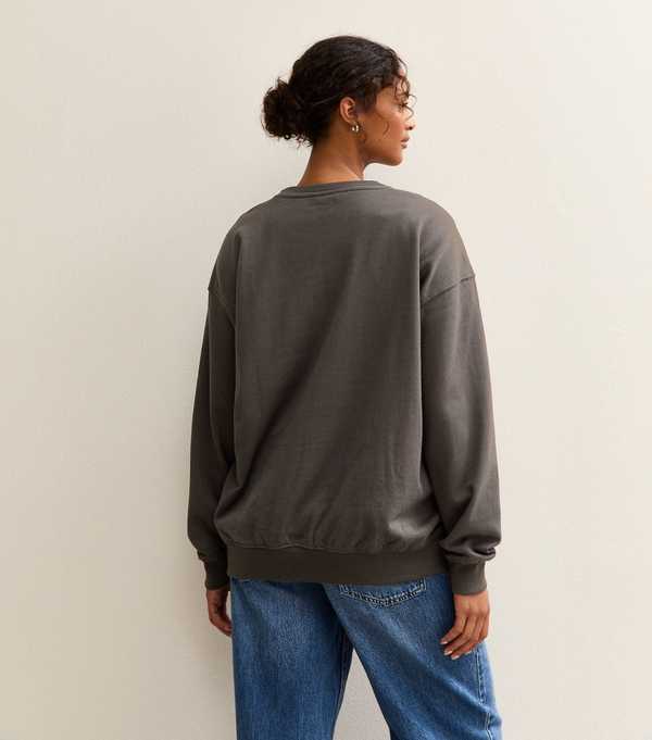 New Look Dark Grey Mon Cheri Slogan Sweatshirt