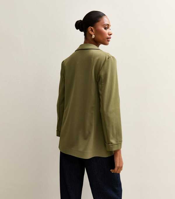 New Look Dark Khaki Ponte Jersey Blazer