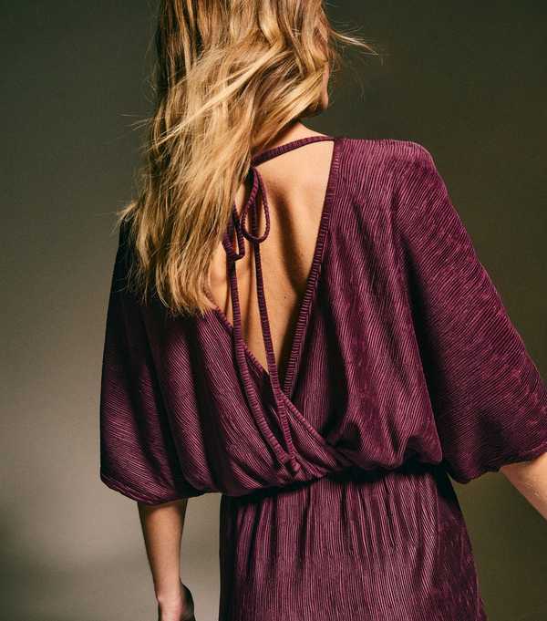 New Look Dark Purple Plisse Batwing Midaxi Dress