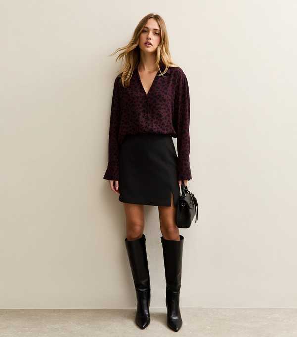 New Look Dark Red Heart Print Shirt