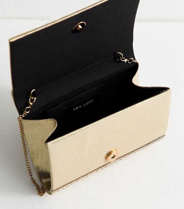 New Look Gold Sparkle Clutch Bag