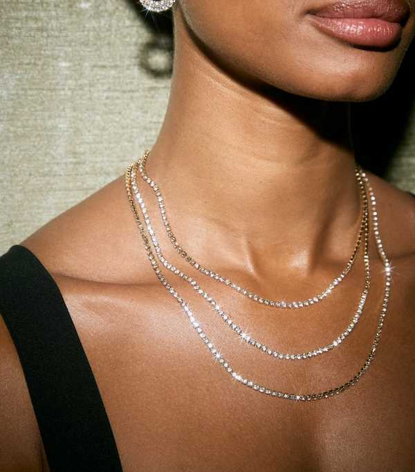 New Look Gold Tone Diamante Layered Necklace