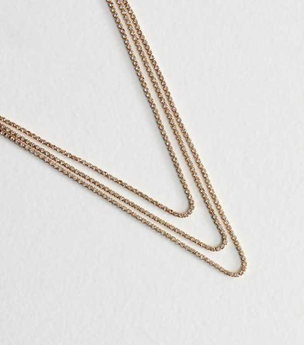 New Look Gold Tone Diamante Layered Necklace