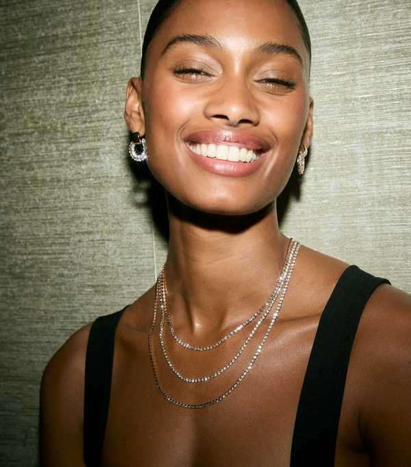 new look Gold Tone Diamante Layered Necklace