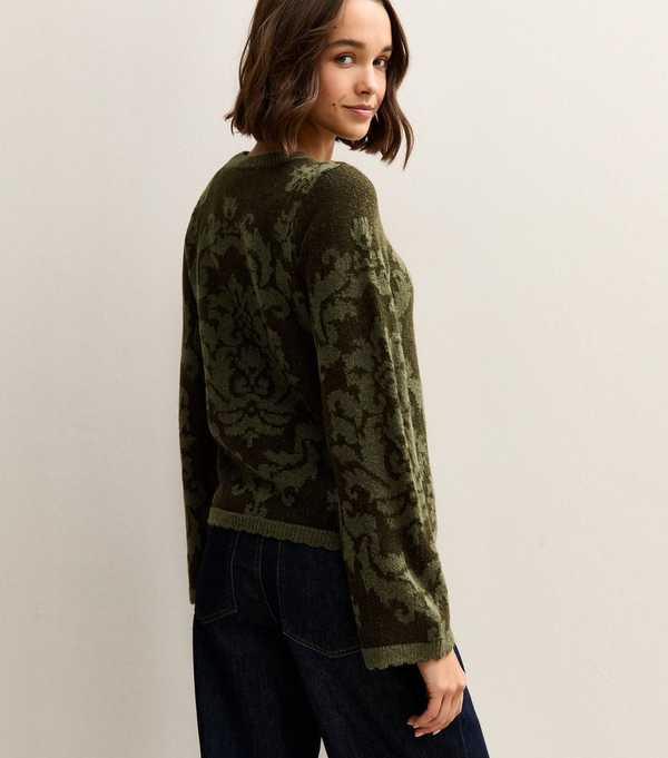 New Look Green Baroque Crew Neck Jumper