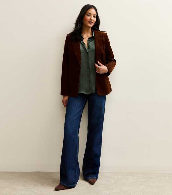 New Look Green Satin Long Sleeve Shirt