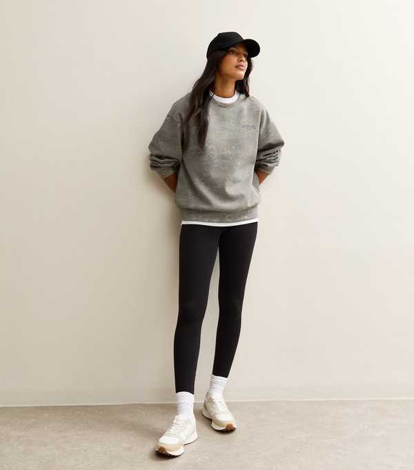 New Look Grey Camo Print Logo Sweatshirt