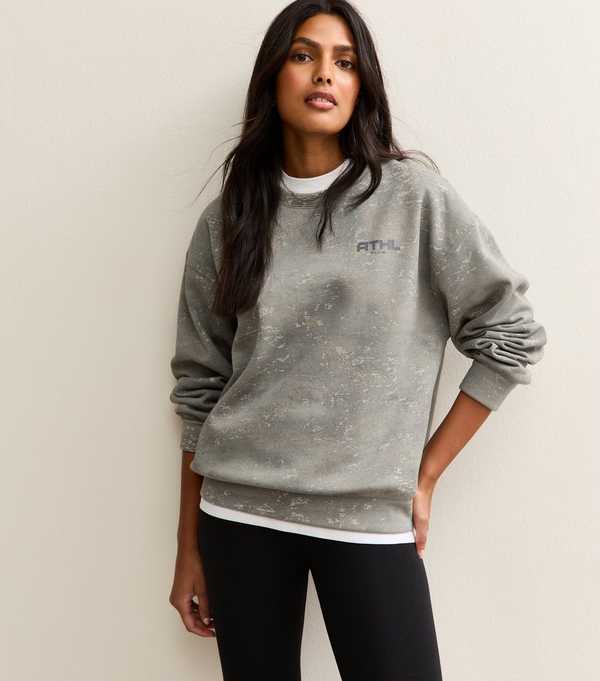 New Look Grey Camo Print Logo Sweatshirt