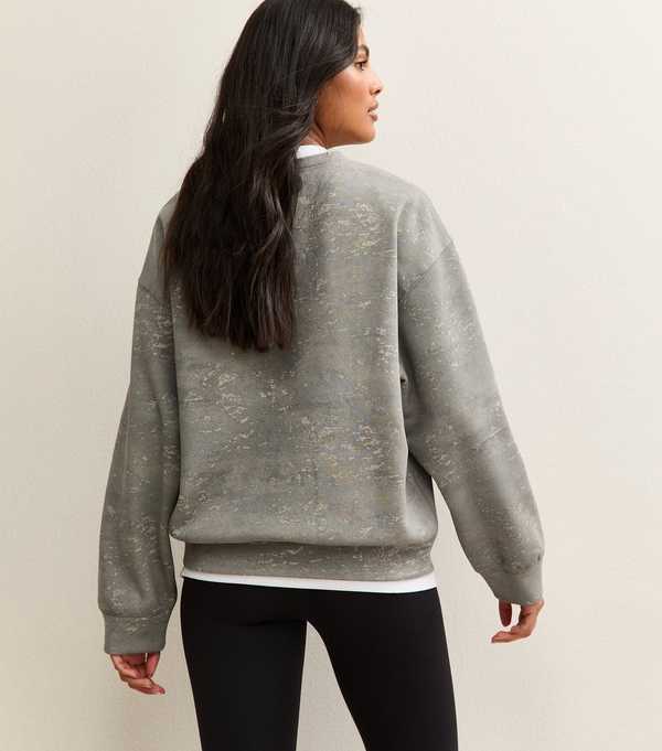 New Look Grey Camo Print Logo Sweatshirt