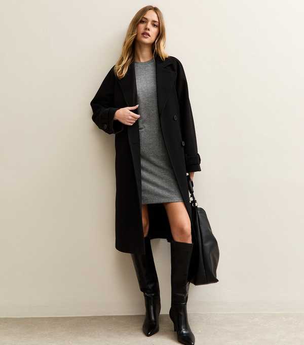 New Look Grey Check T-Shirt Mini Dress