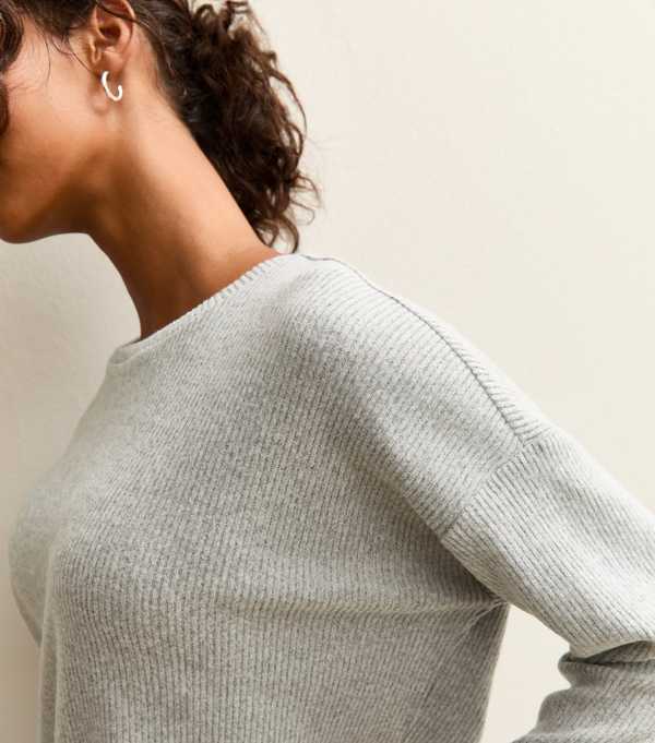 New Look Grey Marl Brushed Ribbed Top